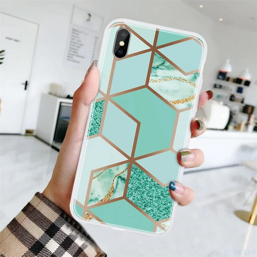 Чехол для телефона для samsung Galaxy S8 S9 S10 Note10 S10E J3 J5 J7 J4 J6 J8 плюс арт в виде геометрических фигур Мрамор мягкая термополиуретановая накладка на заднюю панель