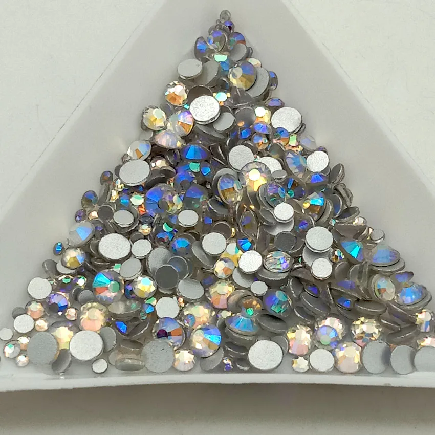 350pcs starry AB Супер глитер 4 г/упак. 31 цвет дизайн ногтей Хрустальные стеклянные стразы для ногтей 3D украшения ногтей драгоценные камни 1,5-4,8 мм - Цвет: 350pcs starry AB
