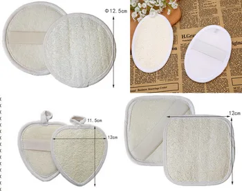 

DHL 200pcs Family/Kids bathroom supplies Beige Square/Heart/Round/Oval Natural Loofah Bath Brush Exfoliating Shower Brush