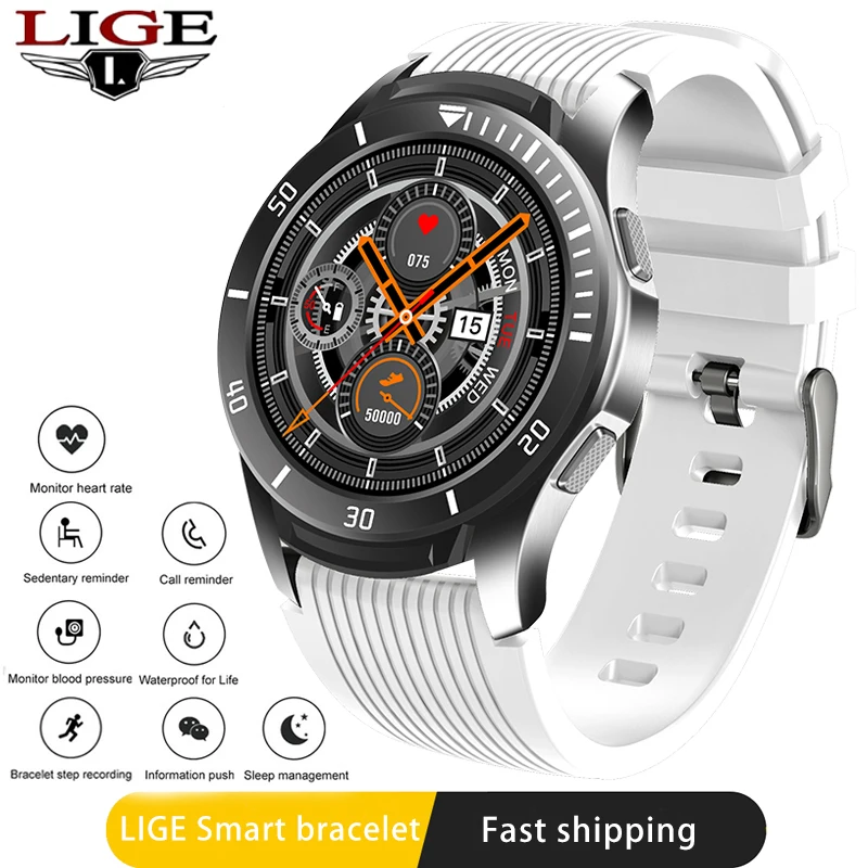 

LIGE Waterproof Smart Watch Wristband Men Women Sport Clock Heart Rate Monitor Sleep Monitor Smart Bracelet tracker for phone