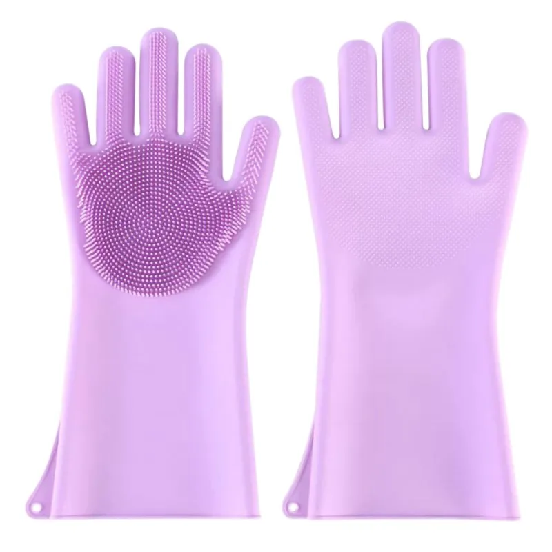 Теплоизоляционная одежда перчатки устойчивые силиконовые перчатки для уборки Кухня Водонепроницаемый Нескользящие перчатки - Цвет: Фиолетовый
