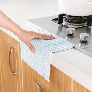 

Coral Velvet Two-Color Ripple Clean Dishwashing Square Towel Reusable Household Cleaning Cloth Kitchen Dishwashing Towel