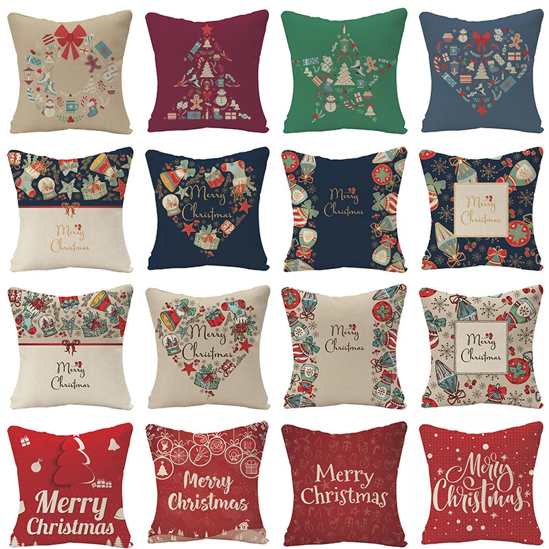 1Pc Christmas Cushion Cover Santa Claus Throw Pillow Case Xmas Home Sofa Decor