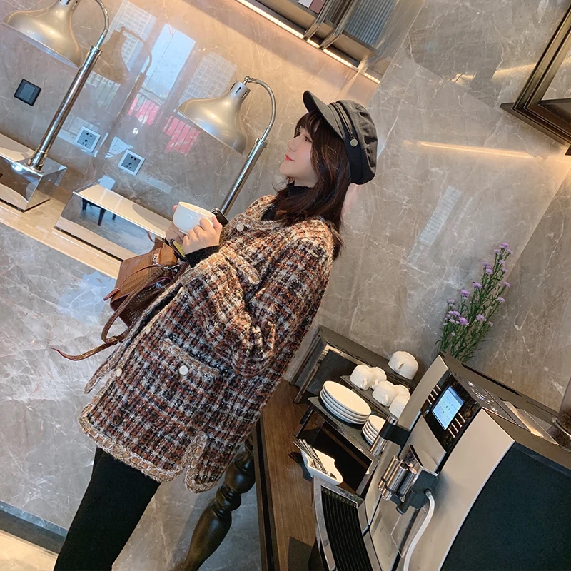 price cut  Mishow 2019 Winter Vintage Plaid Lady Jacket Women Fashion Single-breasted Long Sleeve Loose Coffee