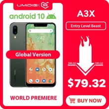UMIDIGI A3X Android 10 глобальная версия 3 ГБ ОЗУ 5," смартфон двойная задняя камера 13 МП селфи MT6761 двойной 4G три слота 3300 мАч