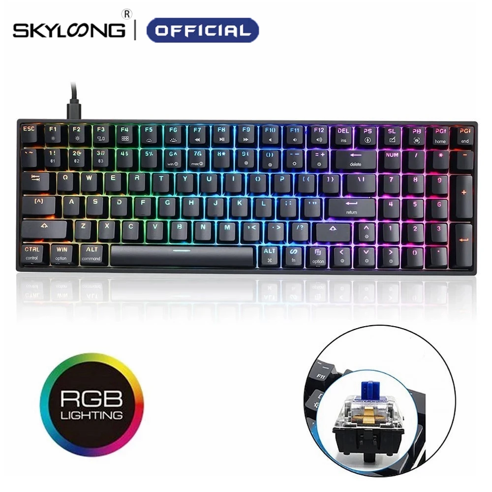 Skyloong 96 Keys Mechanical Keyboard USB Type C Bluetooth Wireless SK96 GK96 Dual Connection ABS OEM Mini RGB Gaming Accessories computer keyboard computer peripheral