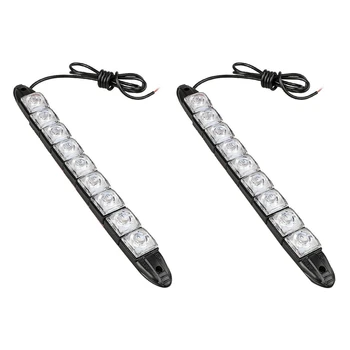 

2 PCS Red Green Navigation 9LED Strip Light LED Daytime Running Light