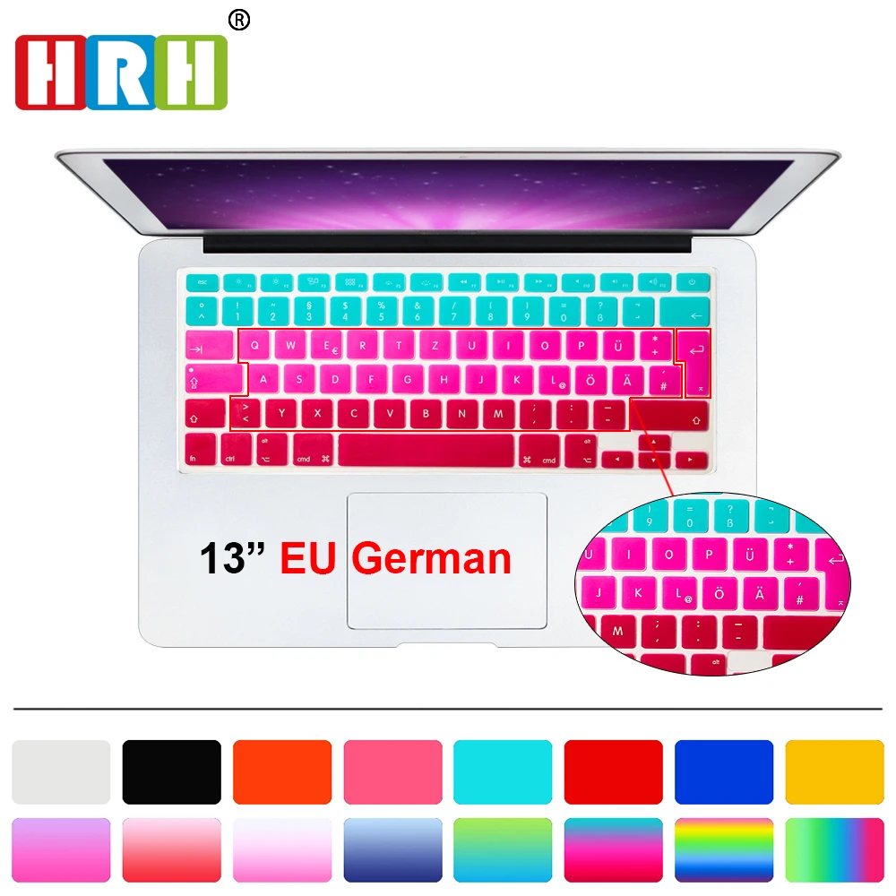 

Metallic Gold German UK Silicone Keyboard Cover Skin sticker Protector for MacBook Pro air 13 15" 17" Air 13 with Retina Display