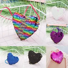 Тенденции моды дамы девушки Реверсивный блесток кошелек для монет, сумочка для денег кошелек держатель для карт маленькое Сердечко из Форма Детские спальные мешки подарка