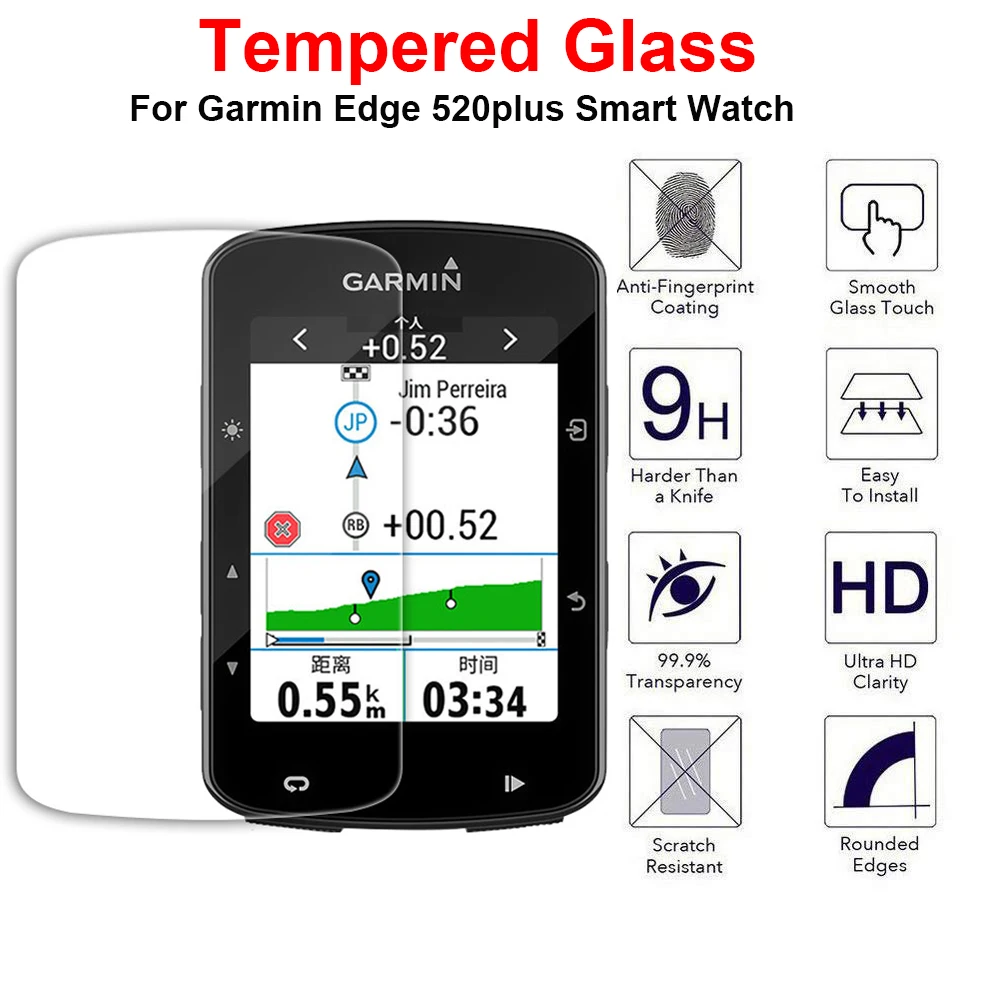 2 unids/lote 9H 2.5D templado Premium de la película por vidrio Garmin Edge 520 Protector de pantalla a prueba de explosiones claro película protectora