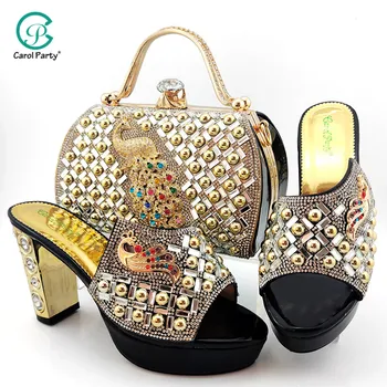 

High Quality Ins Hot Shoes With Matching Bags Set Nigerian Women's Party Shoes and Bag Sets Italian design Women Sandals And Bag