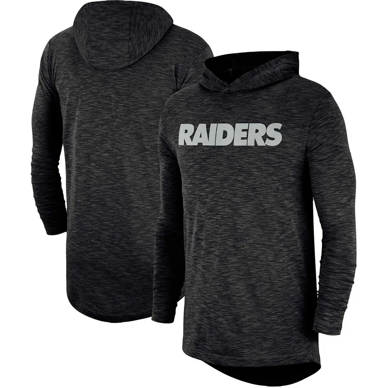 Толстовка Окленд Американский футбол Raiders Black Sideline Slub представление с капюшоном с длинным рукавом Толстовка