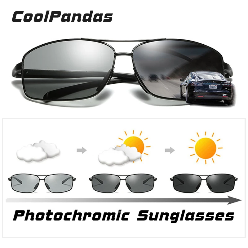 Lunettes De Soleil Photochromiques Polarisées – Cadre Métal Unisexe | Verres TAC UV400, Anti-éblouissement, Idéales Conduite