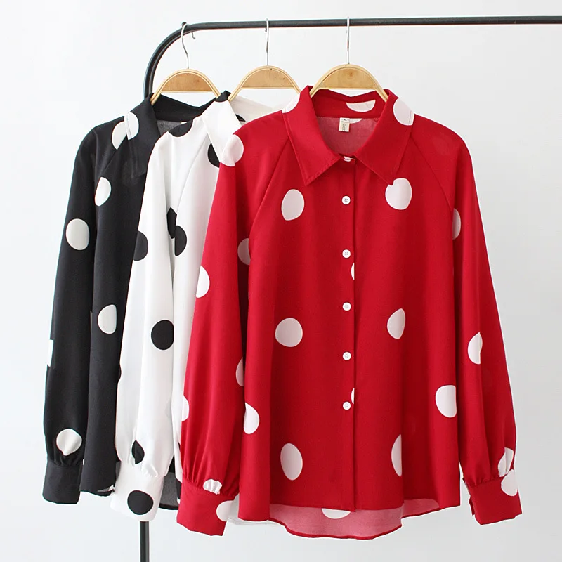 

Plus Size Casual Blouses 2019 Autumn Women Fashion Loose Long Sleeve Shirts F52-c6098