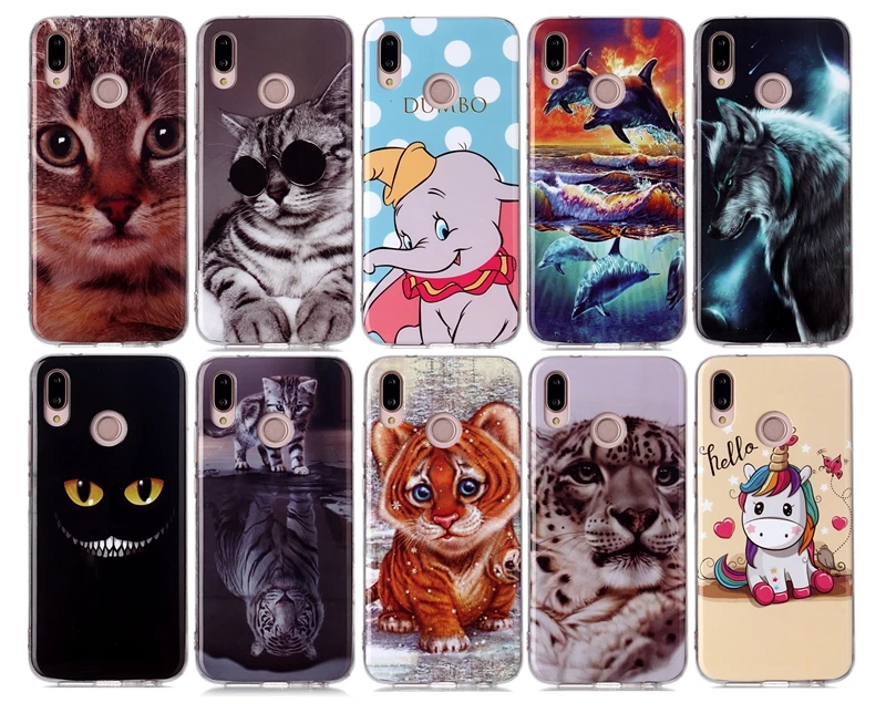 Мягкий ТПУ чехол для телефона Etui Hawei P20 P30 Pro Lite Y5 Y6 Y7 P Smart Z 2019 Honor 10 милый кот задний
