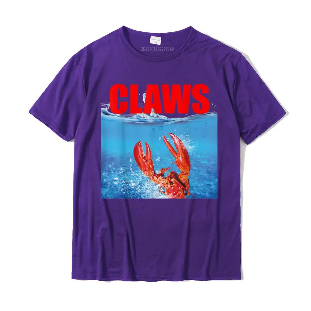 Casual Leisure Thanksgiving Day Pure Cotton Round Neck Men's Tops & Tees Custom Top T-shirts Slim Fit Short Sleeve T-shirts Funny Claws Lobster T-Shirt - Men Women Gift__MZ15661 purple