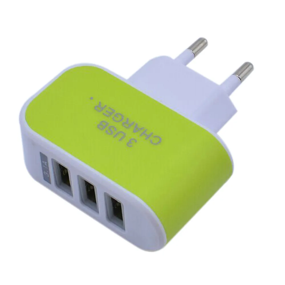 CARPRIE Мода 3.1A тройной USB порт настенное домашнее зарядное устройство переменного тока для путешествий адаптер для samsung для Apple EU штекер Прямая-L808 - Цвет: GN
