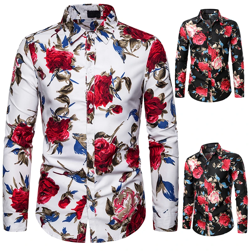 Brutaal Brawl Gladys Casual Mode Mannen Shirt Heren Lange Mouw Bloemenprint Overhemd Nieuwe  Kleding Herfst Streetwear Mannen Shirt|Casual tshirts| - AliExpress