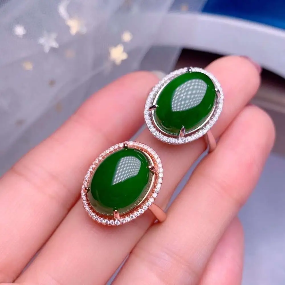 

Natural And Real Jade Ring Stone Rings Solid 925 Silver Gemstone Ring