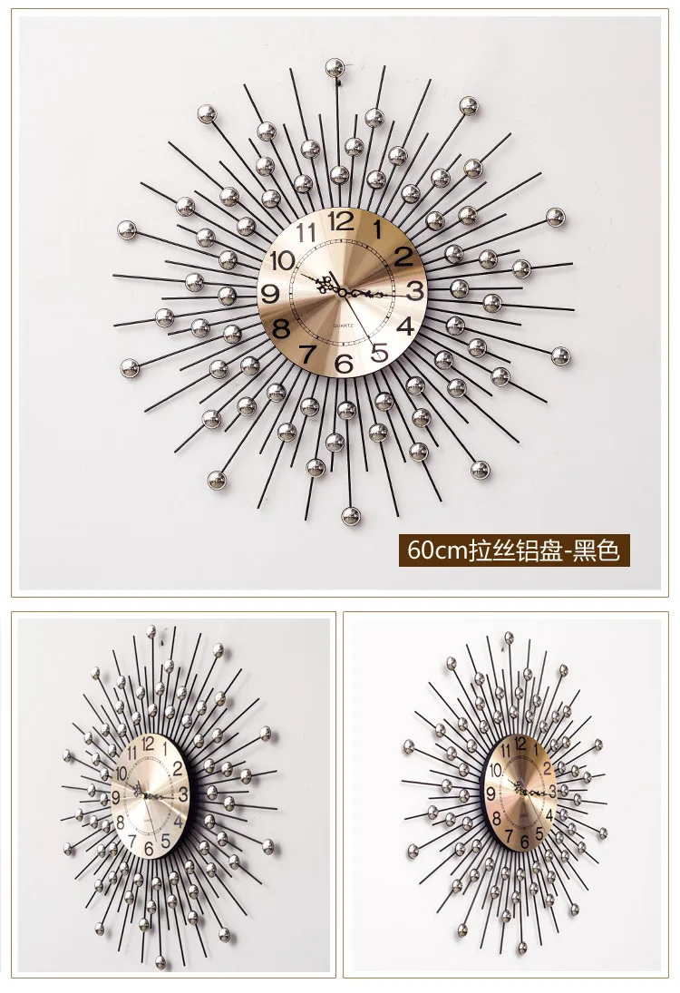 Роскошные большие настенные часы современный дизайн Европейский стиль 3D Декоративные креативные большие металлические часы железные настенные часы искусство домашний декор 27"
