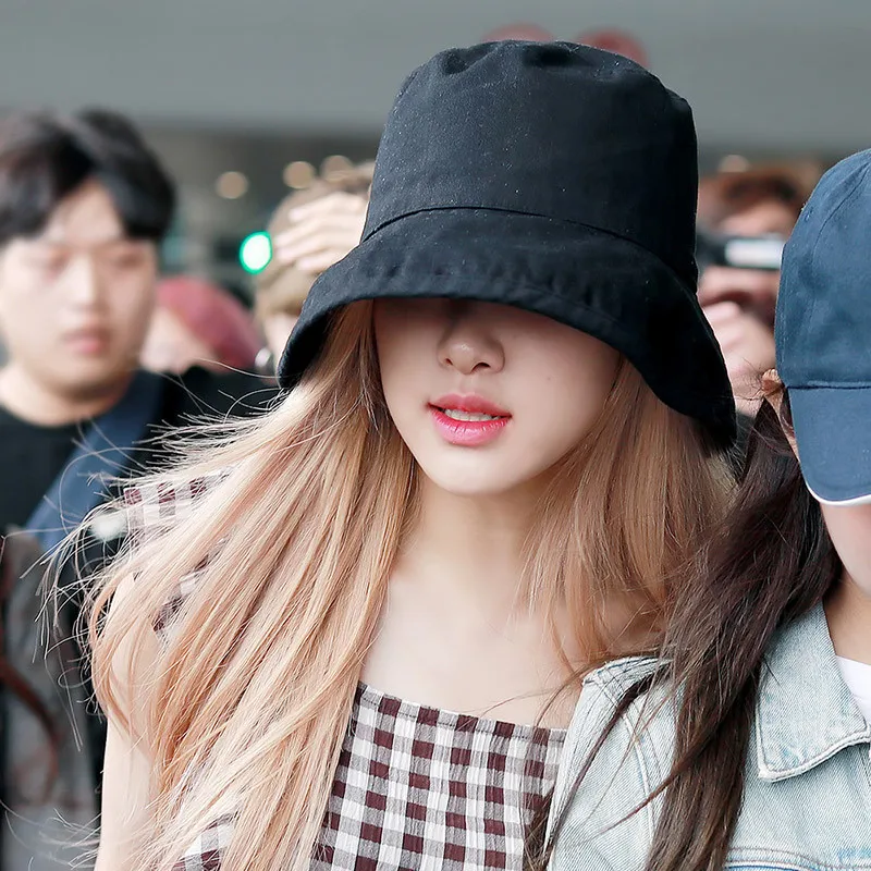 Новинка Kpop, черная розовая роза, Дженни Лиза, джисоо, Панамы, летние, для рыбалки, рыбака, кепки, кепки Харадзюку, черные, белые