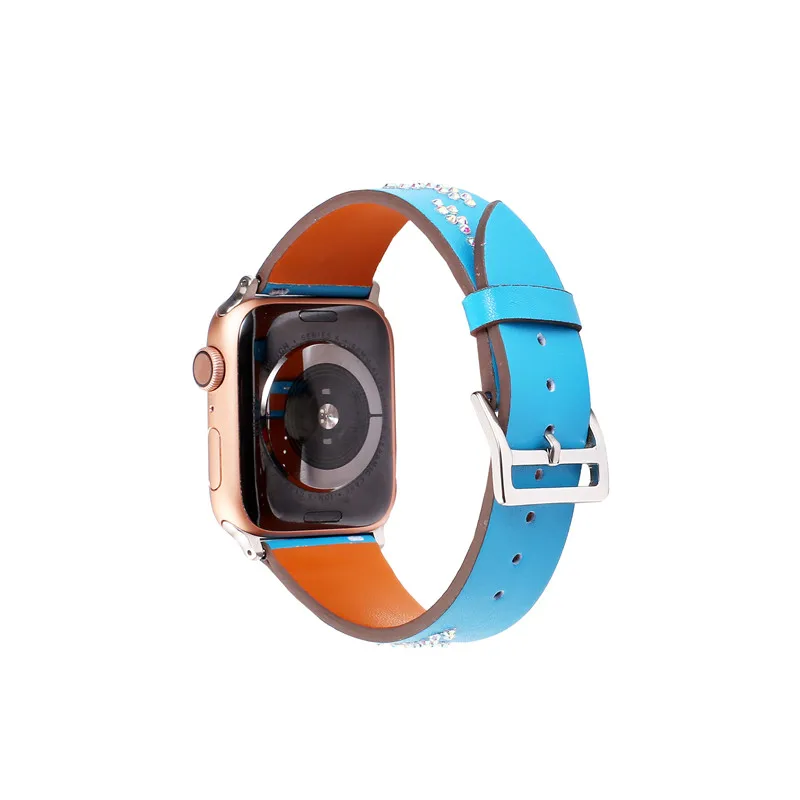 Кожаный ремешок для часов+ рамка чехол для Apple Watch 38/40/42/44 мм наручных часов Iwatch серии 4, версия 1, 2, 3, ремешок в виде бриллиантового украшения спортивные повязки наборы для ухода за кожей