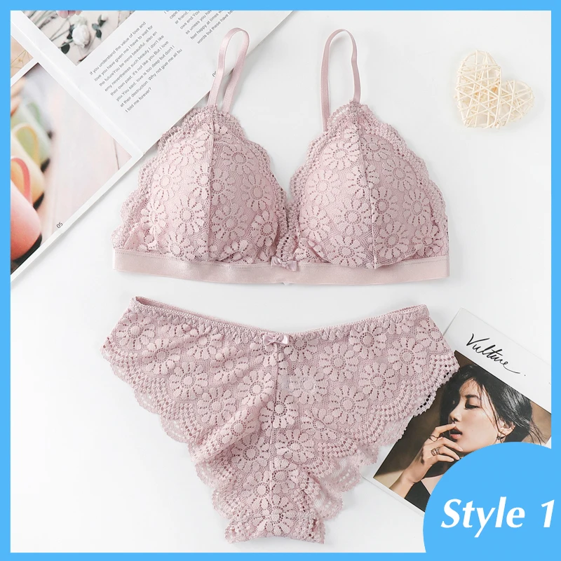 lace bra set Beauty Back Sexy Women's Underwear Set Transparent Lace Push-up Bra and Panty Sets Female Brassiere Embroidery Lingerie Set ladies underwear sets Bra & Brief Sets