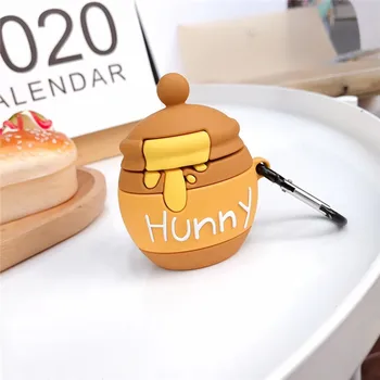 

Luxury candy 3D cute cartoon bee sugar jar silicone protection Bluetooth Earphone silicone Case For AirPods 1 2 cover funda gift