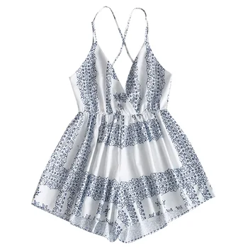 

Zaful High Waisted Printed Backless Cami Romper