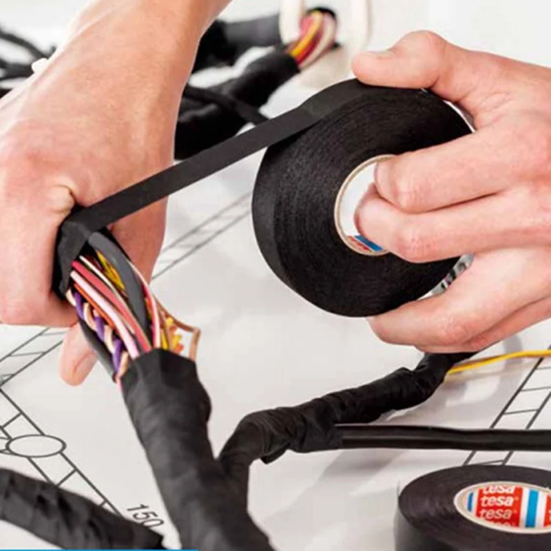 

New Tesa Coroplast Adhesive Cloth Tape For Cable Harness Wiring Loom Width 9/15/19/25/32MM Length15M