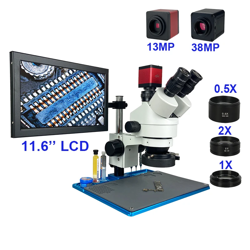 Ефикс 11 6 &quotЖК дисплей 3 5 90X 38MP HDMI VGA HD цифровой Камера тринокулярный микроскоп