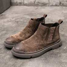 HKXN г. Новые ботинки на шнуровке Мужская Осенняя трендовая обувь Рабочая обувь в английском ретро-стиле кожаные мужские ботинки мужская зимняя обувь