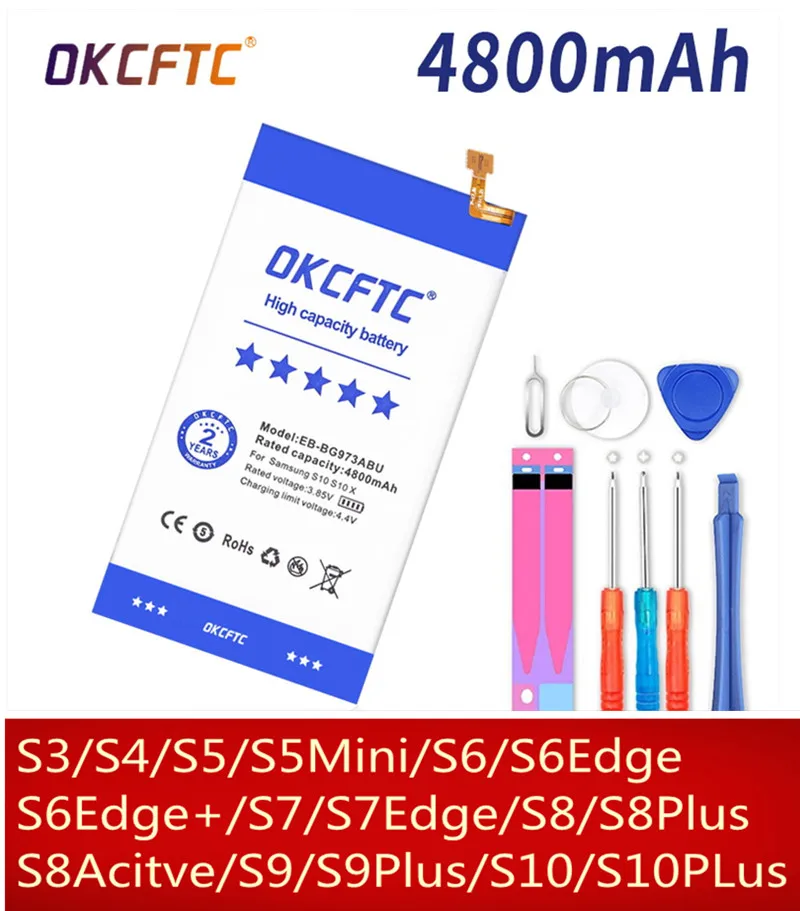 Аккумулятор OKCFTC для Samsung Galaxy S7 S6 Edge Plus S8 S5 S4 S3 S9 S10 + G920F G925F G930F G935F G950F сменный