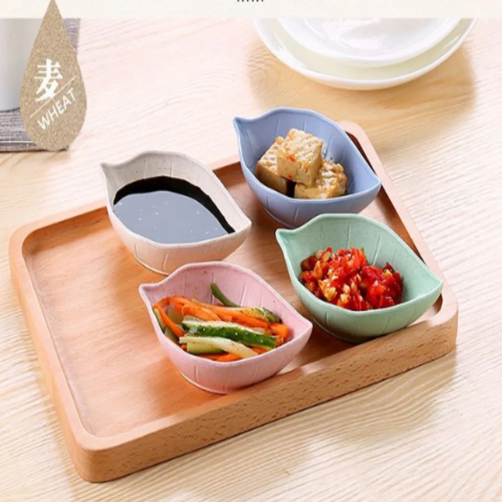 Креативная пшеничная соломенная тарелка в форме листа, маленькое блюдо, экологически безопасные столовые приборы, кухонная посуда