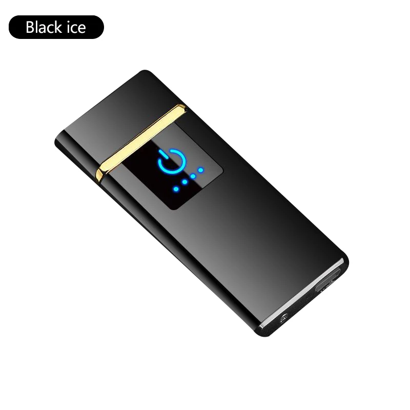 Ice Black 67x30x7mm Сенсорный индукционный экран USB Электронная зарядка Зажигалка сенсорный ветрозащитный Смок сигарета классический высокого класса Подарочная коробка зажигалка - Цвет: Ice Black 67x30x7mm