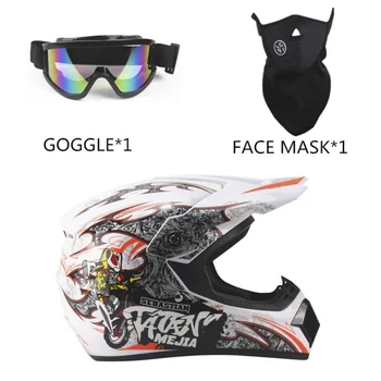 

Unique 3Pcs Motorcycle Helmet Full Face Racing Motorcycle Safety Breathable Unisex Lightweight ABS Shell Motorbike Helmet