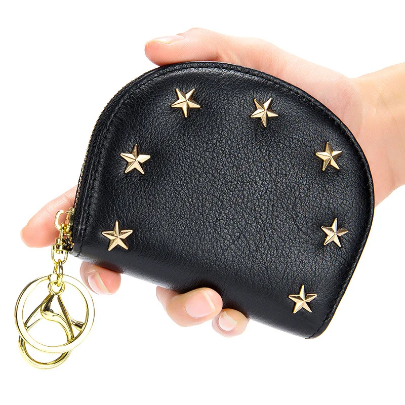 

Hipster Zipper Organ Wallet Shell Coin Bag Genuine Leather Mini Keychain New Style Women's Purse