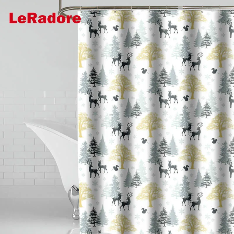 Luxury Deers Curtain Polyester Hotel Bath Curtains Waterproof Anti-Mold Bathroom Shower with Hooks Multi Size Dropship | Дом и сад