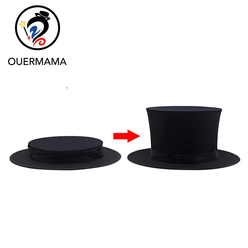 Складная верхняя шляпа-складная черная верхняя Весенняя Шляпа Волшебника, магический трюк, необходимые аксессуары для сцены, трюк