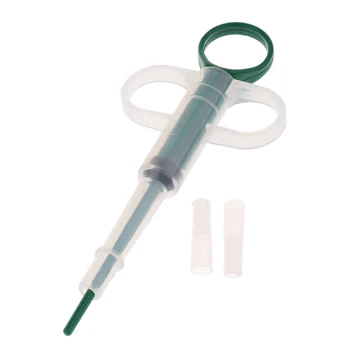 

Plastic Pet Cat Dog Pill Tablet Feeder Reuseble Injector Syringes Doser Medical Feeding Tool with Soft Tip - Green