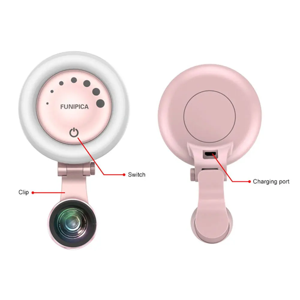 

Adjustable Phone Selfie Fill Light Wide Angle Macro Lens 7 Kind White Warm LED Light Mobile Phone Lens