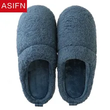 ASIFN/мужские тапочки с мехом; Хлопковые женские зимние домашние тапочки на толстой подошве; мужские домашние Нескользящие тапочки; Chinelo Masculino