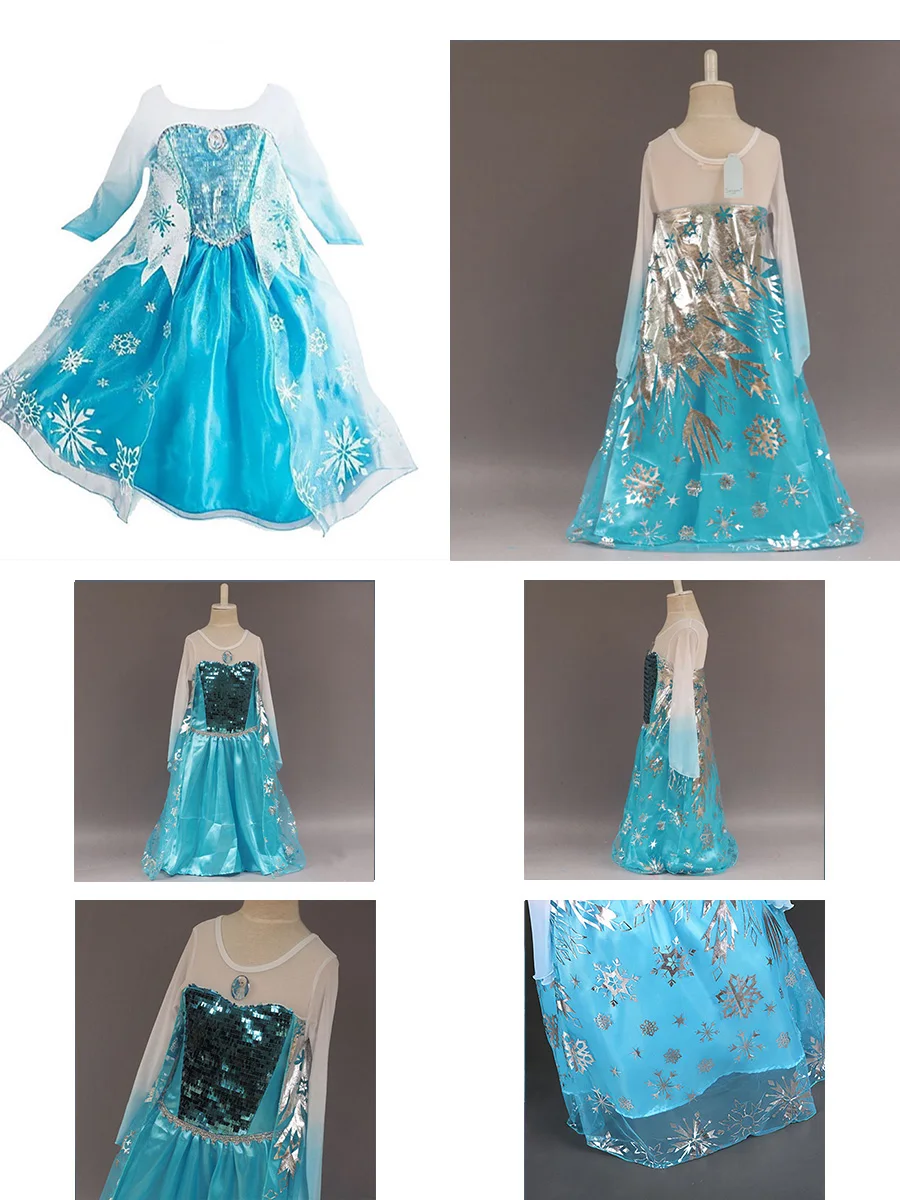 Girl Princess Dress Cosplay Elsa Costume Fancy Dress Kid Halloween Carnival Snow Queen Elza Clothing Party Blue Dress Girls Gift