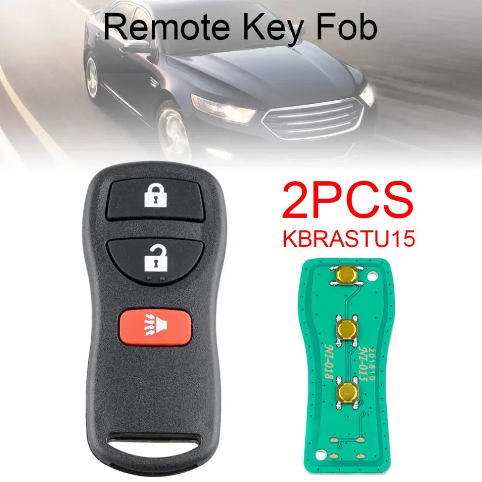 

2pcs 315Mhz 3 Buttons Portable Durable Remote Key Fob Keyless Entry Remote Control Key KBRASTU15 / CWTWB1U733 Fit for Nissan