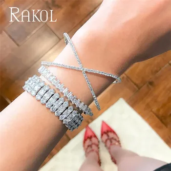 

RAKOL Vintage Elegant Women Cuff Bracelets Fashion Cute Bangles Female Natural Jewelry Gifts for Anniversary FSBP2197