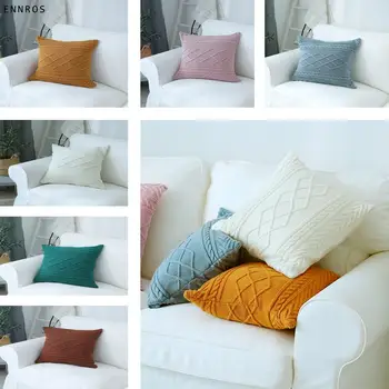 

45x45 Twist Woven Design Wool Knitting Cushion Cover Home Furnishing Soft Decorate Pillow Case Nordic Cushion Cover Pillow Case