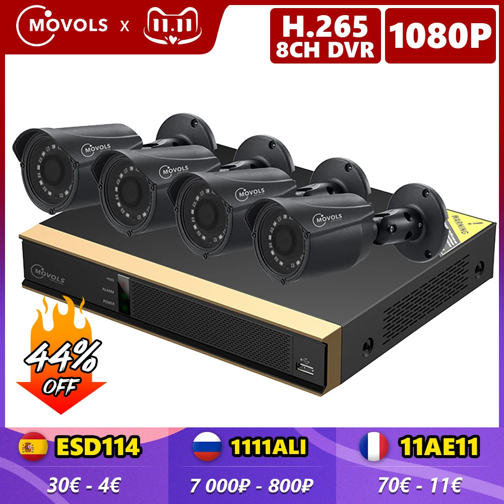 PROD 32867246947 Movols 8CH AI CCTV Camera System 4PCS 2MP Outdoor
Weatherproof Security Camera DVR Kit H.265 Home Video Surveillance
System