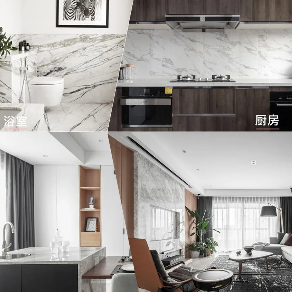 Marble Look Waterproof  Wallpaper Wall Gold Self-Adhesive Tile Sticker Waterproof Wall Tape Strip Floor Decoration #2d09 (5)