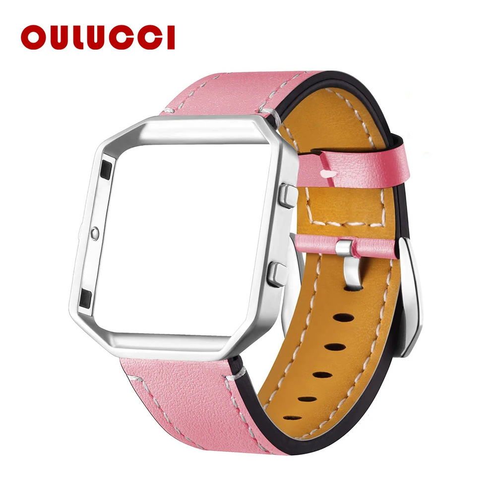 Oulucci настоящий кожаный ремень для fitbit blaze band Черный Сменный ремешок для fitbit blaze band кожаный