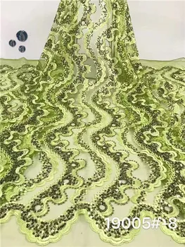 

Unique Sequined Embroidered Tulle Mesh African Lace Fabric Women Dress Sewing Material Nigerian Sequins Guipure Net green Laces